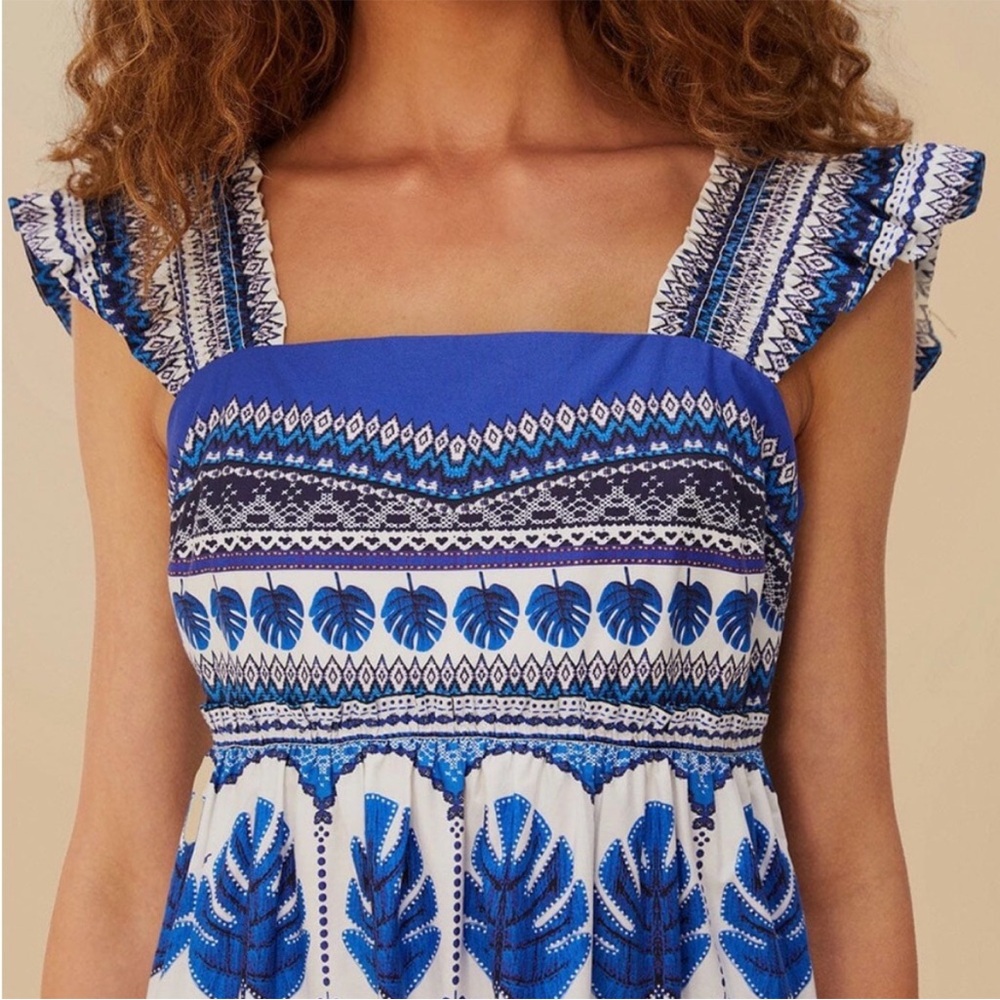 Farm Rio Off-White Zuli Organic Cotton Mini Dress - Size Extra Small XS (NWT) - Picture 3 of 3